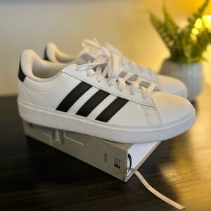 Adidas Classic White and Black Striped Sneakers